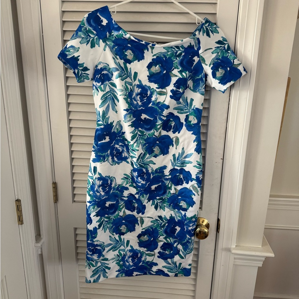 Calvin Klein Floral Blue and White Dress, Never Worn!